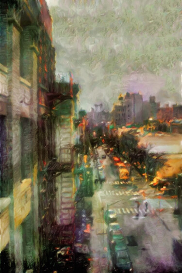 Цифровое искусство под названием "Urban Rain" - Susan Maxwell Schmidt, Подлинное произведение искусства, Цифровая живопись