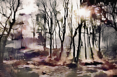 Digital Arts titled "Spring Morning Mist" by Susan Maxwell Schmidt, Original Artwork, Digital Painting