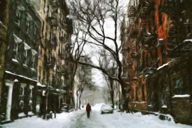 Digitale Kunst getiteld "Winter in the City" door Susan Maxwell Schmidt, Origineel Kunstwerk, Digitaal Schilderwerk