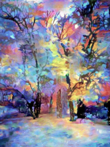 Digital Arts titled "Dusk's Last Light" by Susan Maxwell Schmidt, Original Artwork, Digital Painting