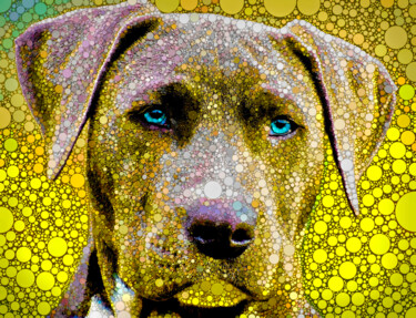 Arte digital titulada "Blue Lacy in Yellow" por Susan Maxwell Schmidt, Obra de arte original, Foto-montaje