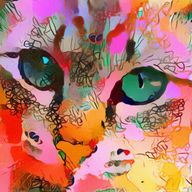 Digitale Kunst mit dem Titel "Kitty Pop!" von Susan Maxwell Schmidt, Original-Kunstwerk, Digitale Malerei