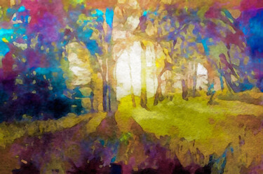 Digital Arts titled "Prismatic Forest" by Susan Maxwell Schmidt, Original Artwork, Digital Painting