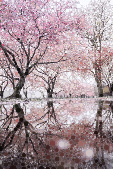 Digitale Kunst getiteld "Sakura Spring Pink" door Susan Maxwell Schmidt, Origineel Kunstwerk, Digitaal Schilderwerk