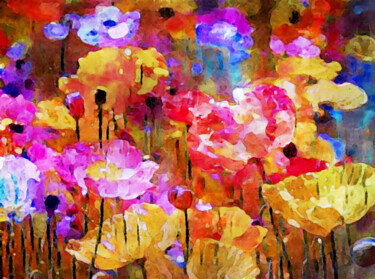 Digital Arts titled "Poppies in the Mead…" by Susan Maxwell Schmidt, Original Artwork, Digital Painting