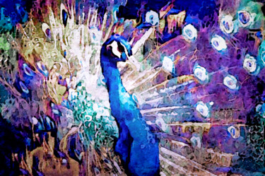 Artes digitais intitulada "Royal Peacock" por Susan Maxwell Schmidt, Obras de arte originais, Pintura digital