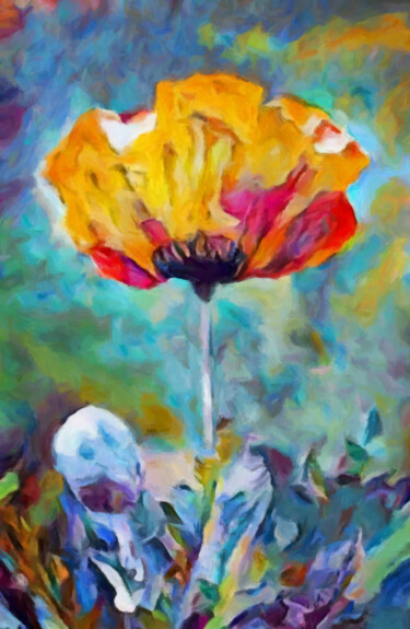 Digitale Kunst mit dem Titel "Among the Poppies" von Susan Maxwell Schmidt, Original-Kunstwerk, Digitale Malerei