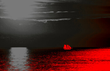 Digital Arts με τίτλο "Red Sail" από Susan Maxwell Schmidt, Αυθεντικά έργα τέχνης, Ψηφιακή ζωγραφική
