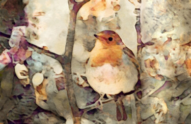 Digital Arts titled "Robin Song of Spring" by Susan Maxwell Schmidt, Original Artwork, Digital Painting