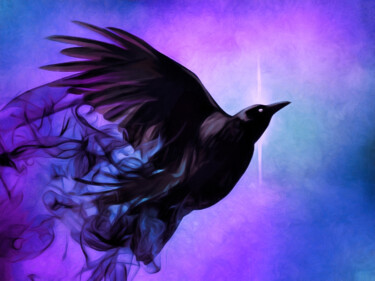 Digitale Kunst getiteld "Spirit Raven" door Susan Maxwell Schmidt, Origineel Kunstwerk, Digitaal Schilderwerk