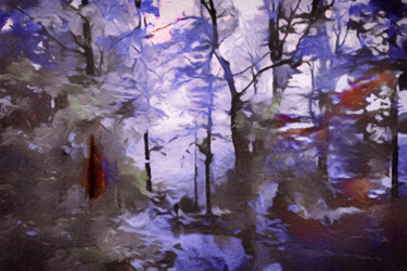 Digital Arts titled "First Woodland Snow" by Susan Maxwell Schmidt, Original Artwork, Digital Painting