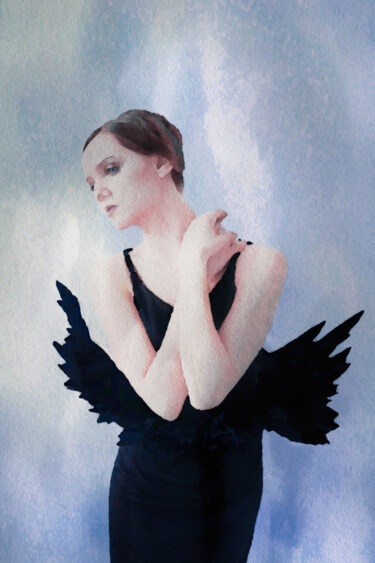 Digitale Kunst mit dem Titel "Fallen Angel" von Susan Maxwell Schmidt, Original-Kunstwerk, Digitale Malerei