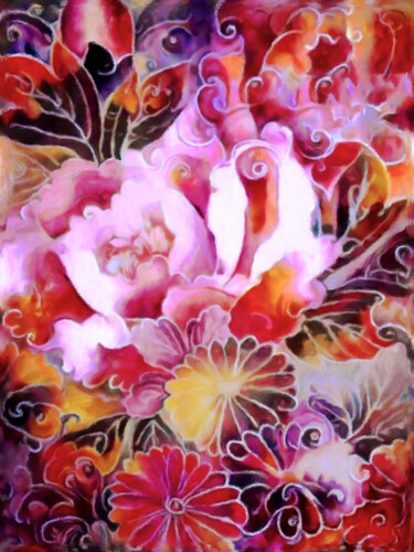 Digital Arts titled "Japanese Peony Gard…" by Susan Maxwell Schmidt, Original Artwork, Digital Painting