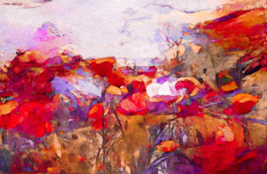 Arts numériques intitulée "Poppies in the Vall…" par Susan Maxwell Schmidt, Œuvre d'art originale, Peinture numérique