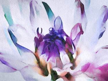 Arts numériques intitulée "Dahlia in Watercolor" par Susan Maxwell Schmidt, Œuvre d'art originale, Peinture numérique