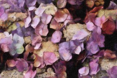 Digital Arts titled "Vintage Hydrangea" by Susan Maxwell Schmidt, Original Artwork, Digital Painting