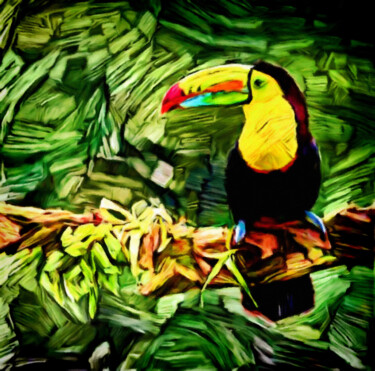 Arte digital titulada "Tropical Toucan" por Susan Maxwell Schmidt, Obra de arte original, Pintura Digital