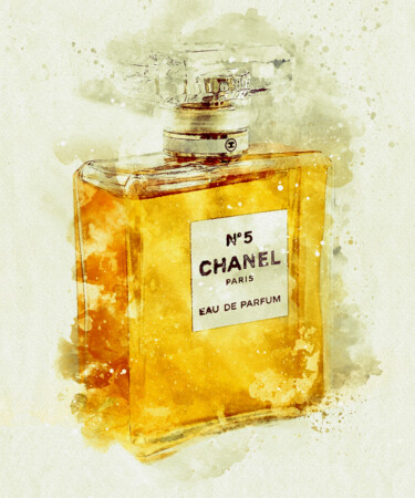 Arte digital titulada "Chanel No. 5 in Wat…" por Susan Maxwell Schmidt, Obra de arte original, Pintura Digital