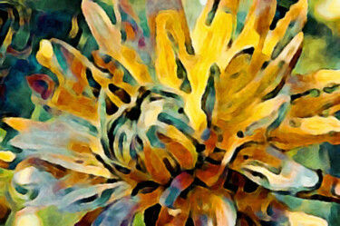 Arte digital titulada "Chrysanthemum on Li…" por Susan Maxwell Schmidt, Obra de arte original, Pintura Digital