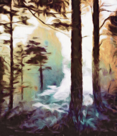 Digital Arts titled "Winter Woodland" by Susan Maxwell Schmidt, Original Artwork, Digital Painting