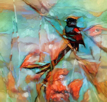 Arte digital titulada "Widowbird in the Re…" por Susan Maxwell Schmidt, Obra de arte original, Pintura Digital