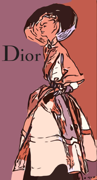 Artes digitais intitulada "1940s Dior Fashion" por Susan Maxwell Schmidt, Obras de arte originais, Pintura digital