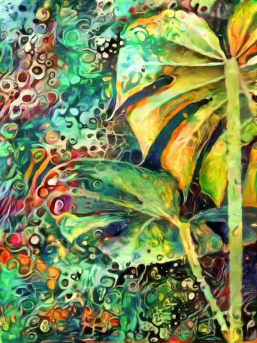 Digital Arts titled "Monstera Leaves" by Susan Maxwell Schmidt, Original Artwork, Digital Painting