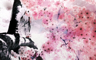 Arte digital titulada "Sakura Sky" por Susan Maxwell Schmidt, Obra de arte original, Pintura Digital