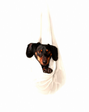 Digitale Kunst mit dem Titel "Pouch of Puppy" von Susan Maxwell Schmidt, Original-Kunstwerk, Fotomontage