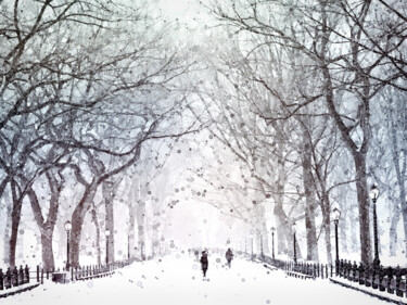 Arte digital titulada "Snow in the City" por Susan Maxwell Schmidt, Obra de arte original, Pintura Digital