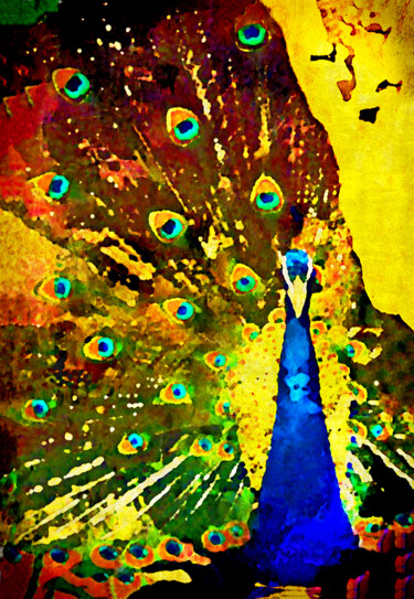 Arte digital titulada "Pretty Peacock" por Susan Maxwell Schmidt, Obra de arte original, Pintura Digital
