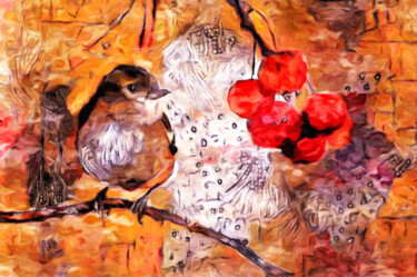 Digital Arts titled "The Content Sparrow" by Susan Maxwell Schmidt, Original Artwork, Digital Painting