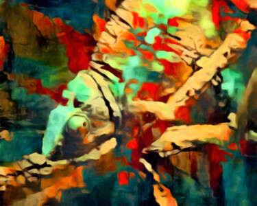 Digitale Kunst mit dem Titel "Chameleon of Karma" von Susan Maxwell Schmidt, Original-Kunstwerk, Digitale Malerei