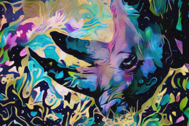 Digital Arts titled "Rare Purple Rhino" by Susan Maxwell Schmidt, Original Artwork, Digital Painting