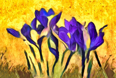 Цифровое искусство под названием "Purple Spring Crocu…" - Susan Maxwell Schmidt, Подлинное произведение искусства, Цифровая…