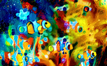 Arte digital titulada "Clownfish - Creatur…" por Susan Maxwell Schmidt, Obra de arte original, Pintura Digital