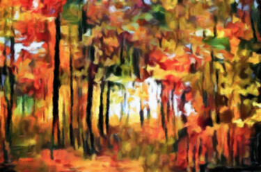 Digital Arts titled "Autumn Thicket" by Susan Maxwell Schmidt, Original Artwork, Digital Painting