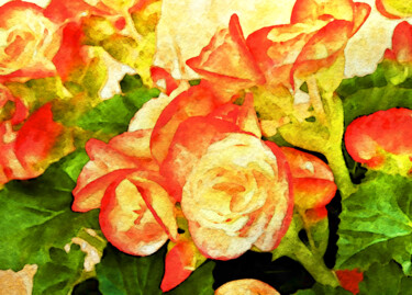 Digital Arts titled "Begonia Beguiled" by Susan Maxwell Schmidt, Original Artwork, Digital Painting