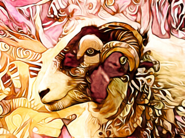 Digital Arts titled "Got His Eye on Ewe" by Susan Maxwell Schmidt, Original Artwork, Digital Painting