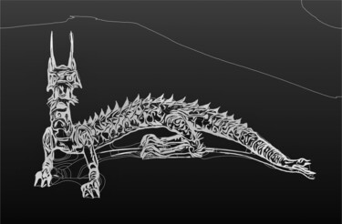 Arts numériques intitulée "Japanese Dragon" par Susan Maxwell Schmidt, Œuvre d'art originale, Travail numérique 2D