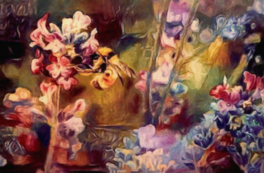 Digitale Kunst mit dem Titel "In a Cottage Garden" von Susan Maxwell Schmidt, Original-Kunstwerk, Digitale Malerei