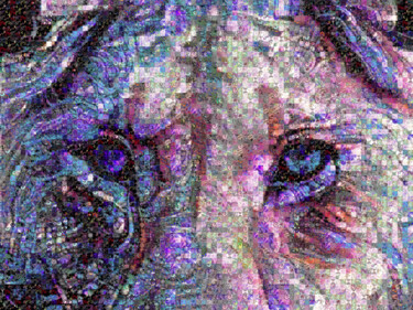 Digitale Kunst getiteld "Lion in Fractal Mos…" door Susan Maxwell Schmidt, Origineel Kunstwerk, Foto Montage