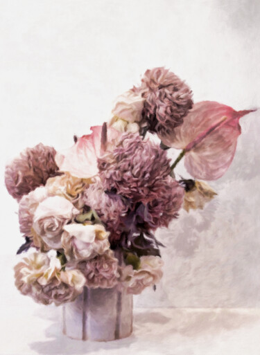 Digital Arts titled "Dusty Pink Bouquet" by Susan Maxwell Schmidt, Original Artwork, Digital Painting