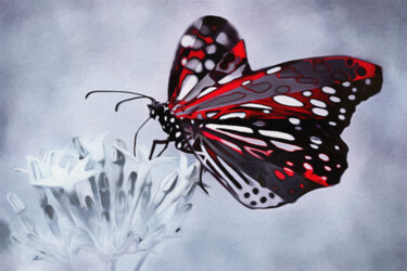 Digital Arts titled "Butterfly Aflame" by Susan Maxwell Schmidt, Original Artwork, Digital Painting