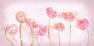 Arts numériques intitulée "Pink Ranunculus in…" par Susan Maxwell Schmidt, Œuvre d'art originale, Peinture numérique