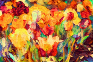 Digital Arts titled "Spring's First Tuli…" by Susan Maxwell Schmidt, Original Artwork, Digital Painting