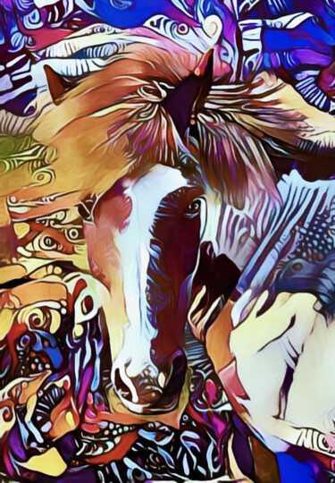 Digitale Kunst mit dem Titel "Equine Fantasy" von Susan Maxwell Schmidt, Original-Kunstwerk, Digitale Malerei
