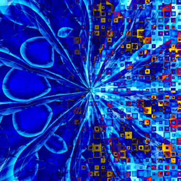 Grafika cyfrowa / sztuka generowana cyfrowo zatytułowany „The Abstract Peacock” autorstwa Susan Maxwell Schmidt, Oryginalna…