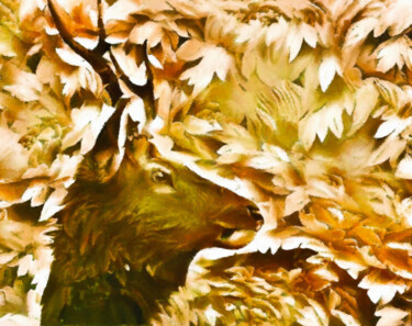 Arte digitale intitolato "Elk in the Woods" da Susan Maxwell Schmidt, Opera d'arte originale, Pittura digitale