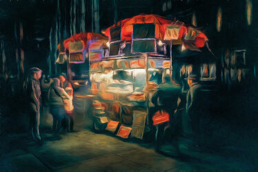 Digital Arts titled "Street Eats" by Susan Maxwell Schmidt, Original Artwork, Digital Painting